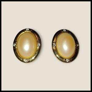 Vintage  Faux Pearl Cabochon Earrings